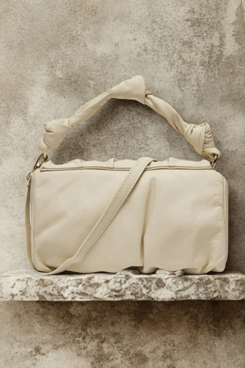 Borsa in vera Pelle "Penelope" - Morbida pelle increspata alta qualità - Colore Beige - YULUBAGS