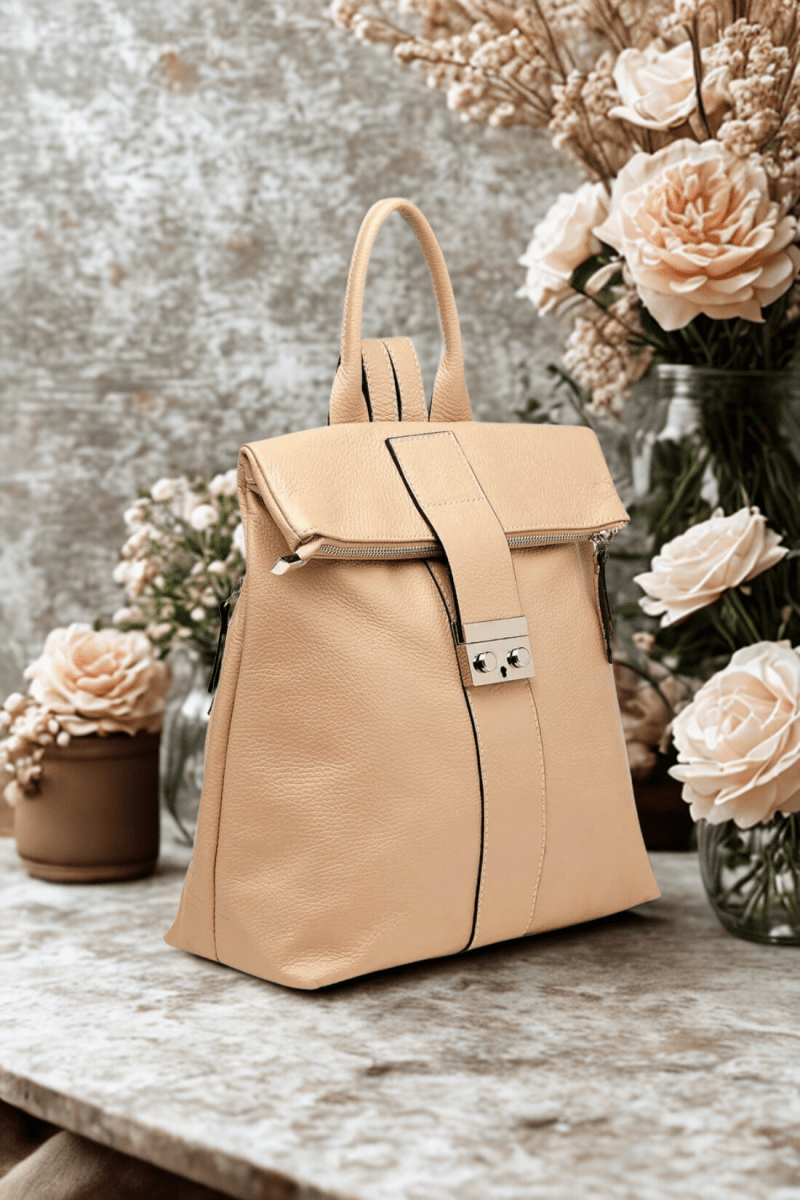 Borsa Zaino in vera Pelle "Raffaello" - Praticità ed eleganza - Colore Beige - YULUBAGS