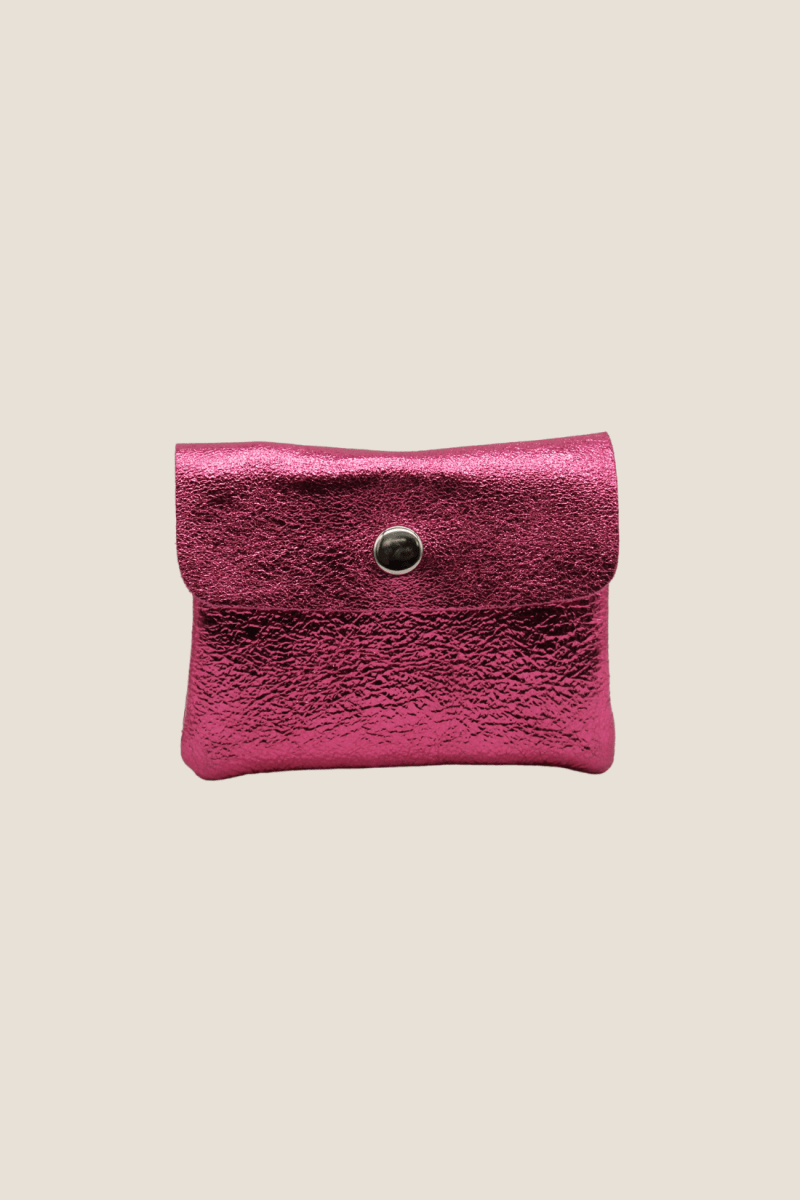 Portamonete in vera Pelle - Colore Laminato Fucsia - YULUBAGS