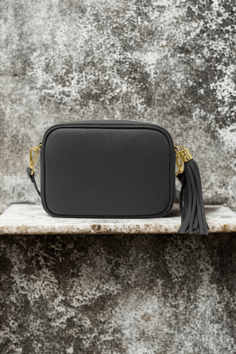 Borsa in vera Pelle "Lyra" - Pochette con Pendolo - Colore Nero - YULUBAGS