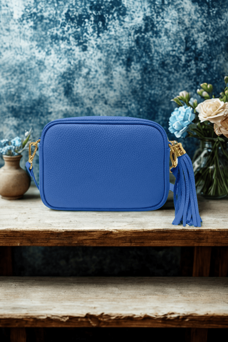 Borsa in vera Pelle "Lyra" - Pochette con Pendolo - Colore Blu - YULUBAGS