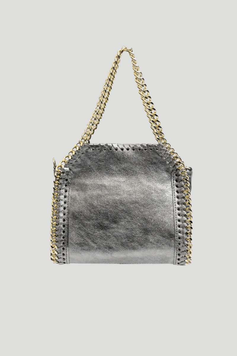 Borsa in vera Pelle "Elettra" - Pelle spazzolata - Colore Laminata Argento - YULUBAGS