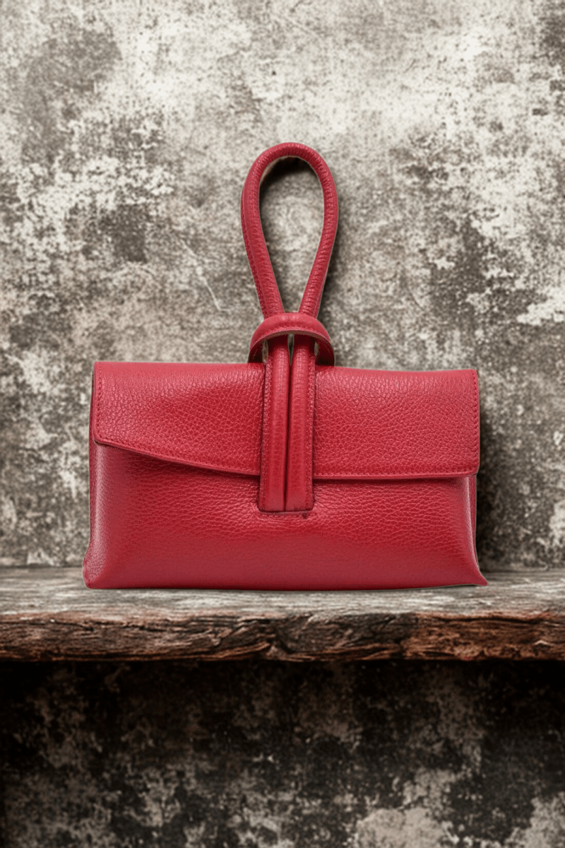 Borsa in vera Pelle "Nodo" - Borsa rettangolare a mano - Colore Rosso - YULUBAGS