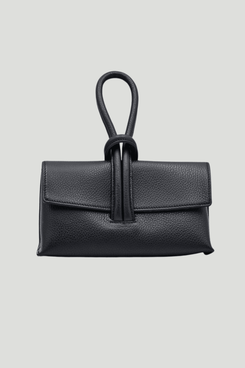 Borsa in vera Pelle "Nodo" - Borsa rettangolare a mano - Colore Nero - YULUBAGS