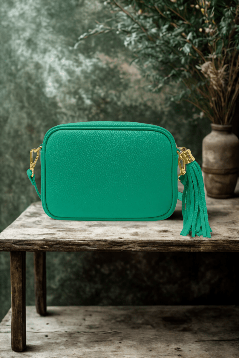 Borsa in vera Pelle "Lyra" - Pochette con Pendolo - Colore Verde - YULUBAGS