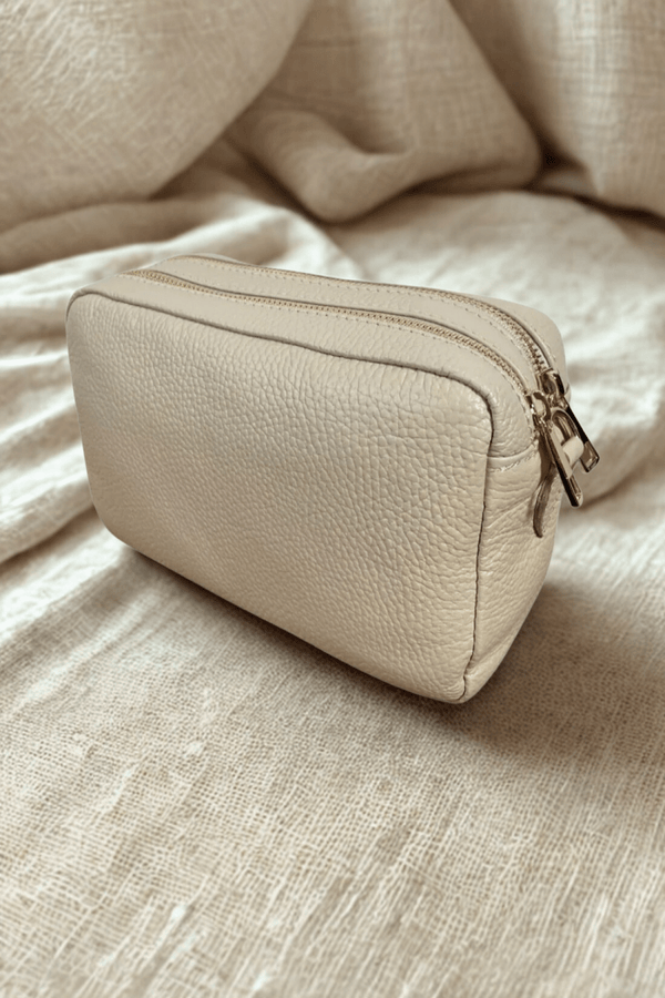 Borsa in vera Pelle "Amar" - Pochette doppio scomparto - Colore Beige - YULUBAGS