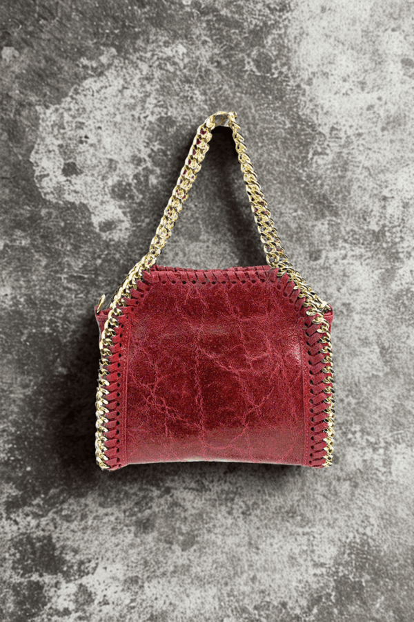 Borsa in vera Pelle "Elettra" - Pelle spazzolata - Colore Rosso - YULUBAGS