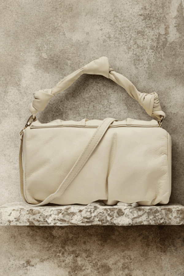 Borsa in vera Pelle "Penelope" - Morbida pelle increspata alta qualità - Colore Beige - YULUBAGS