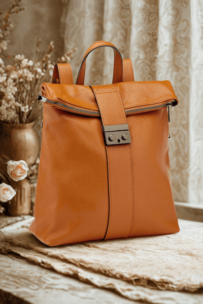 Borsa Zaino in vera Pelle "Raffaello" - Praticità ed eleganza - Colore Cuoio - YULUBAGS