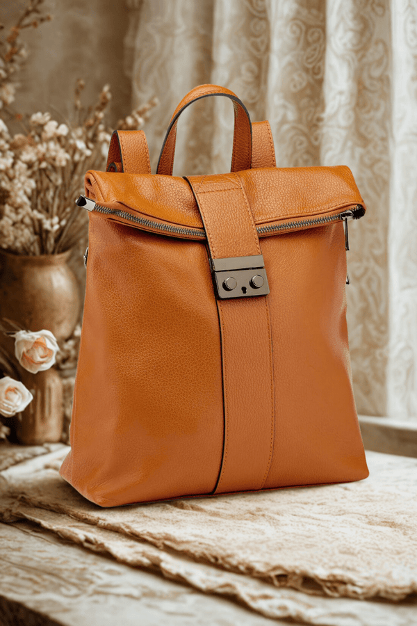 Borsa Zaino in vera Pelle "Raffaello" - Praticità ed eleganza - Colore Cuoio - YULUBAGS