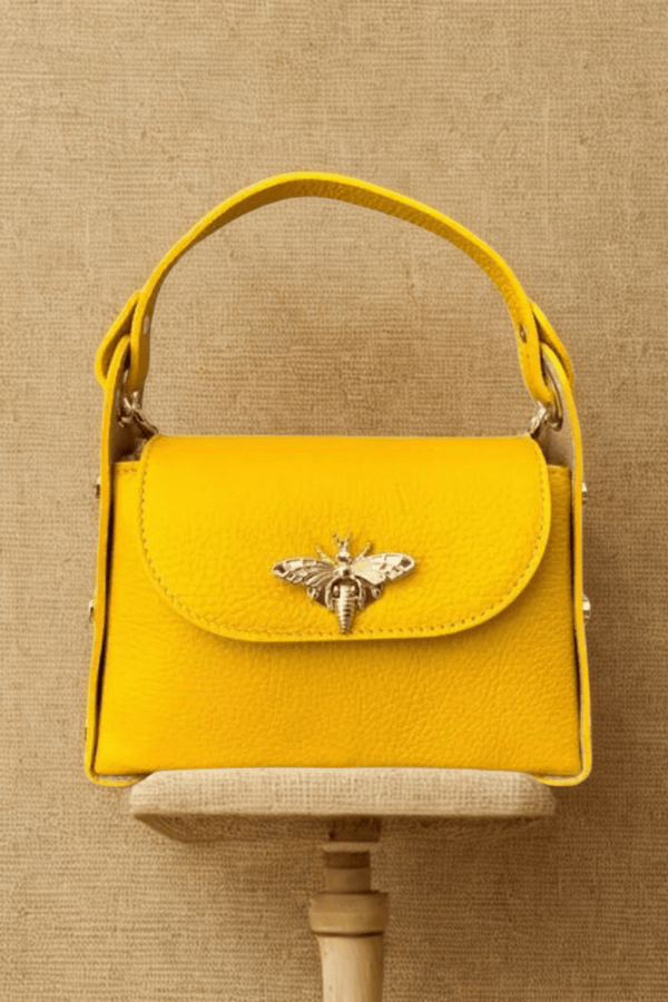 Borsa in vera Pelle "Siren" - Mini Bag Moschettone Ape - Colore Giallo - YULUBAGS