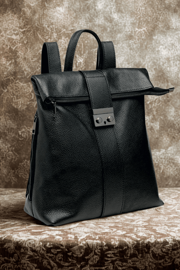 Borsa Zaino in vera Pelle "Raffaello" - Praticità ed eleganza - Colore Nero - YULUBAGS