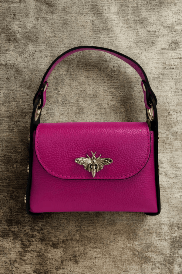 Borsa in vera Pelle "Siren" - Mini Bag Moschettone Ape - Colore Fucsia - YULUBAGS