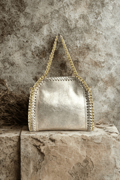 Borsa in vera Pelle "Elettra" - Pelle spazzolata - Colore Laminata Oro - YULUBAGS