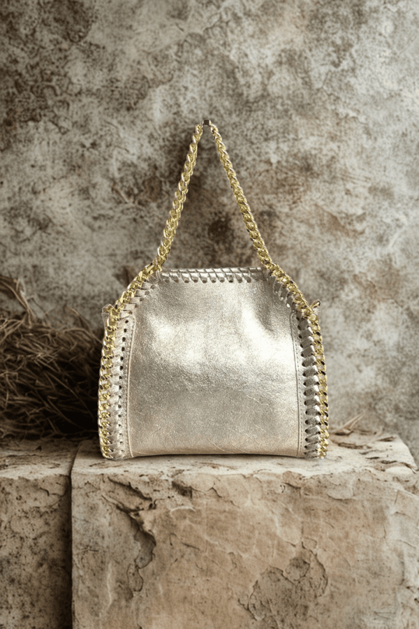 Borsa in vera Pelle "Elettra" - Pelle spazzolata - Colore Laminata Oro - YULUBAGS
