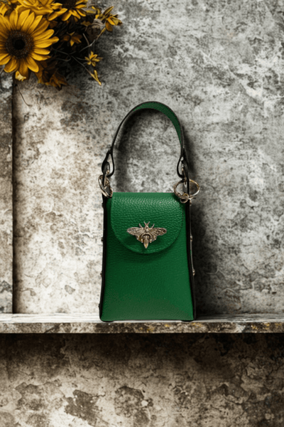 Borsa in vera Pelle "Verve" - Mini Bags Moscettone Ape - Colore Verde Bosco - YULUBAGS