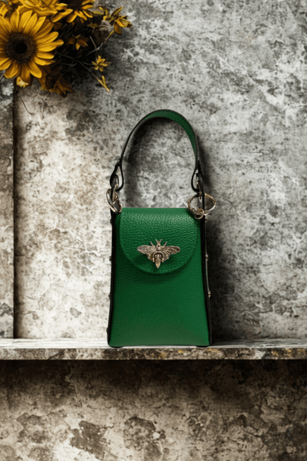 Borsa in vera Pelle "Verve" - Mini Bags Moscettone Ape - Colore Verde Bosco - YULUBAGS
