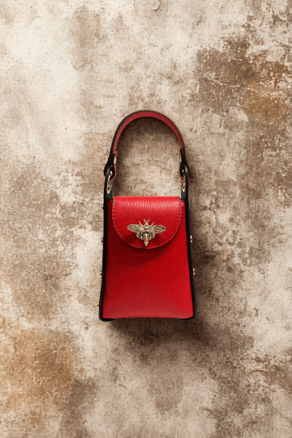 Borsa in vera Pelle "Verve" - Mini Bags Moscettone Ape - Colore Rosso - YULUBAGS