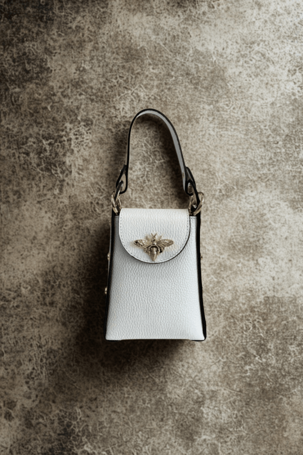 Borsa in vera Pelle "Verve" - Mini Bags Moscettone Ape - Colore Bianco - YULUBAGS