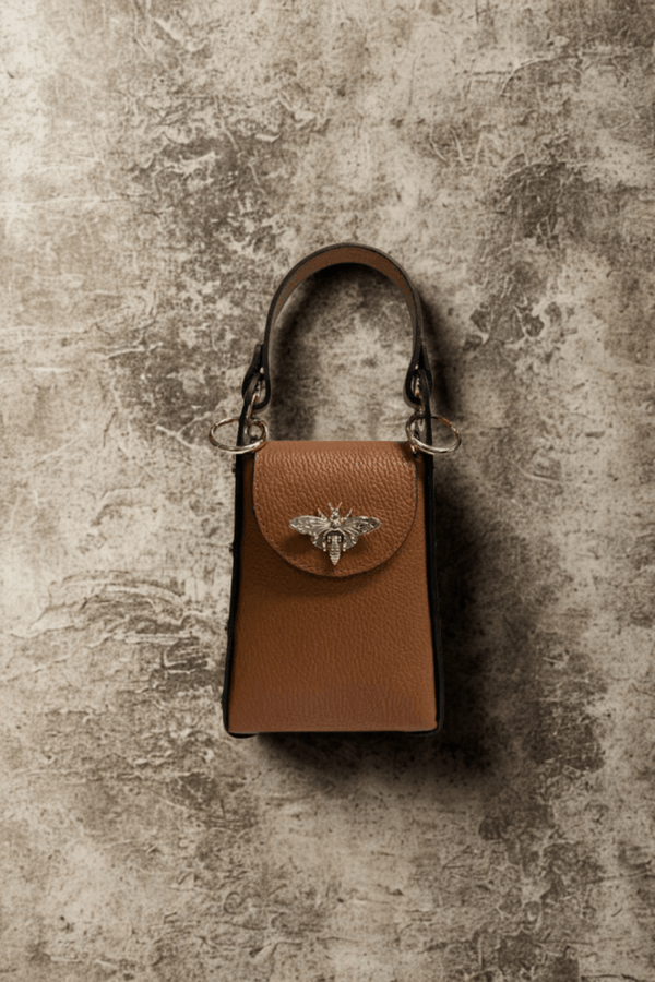 Borsa in vera Pelle "Verve" - Mini Bags Moscettone Ape - Colore Cuoio - YULUBAGS