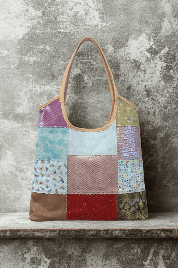Borsa in vera Pelle "Riviera" - Lavorazione patchwork - Multicolor variante 14 - YULUBAGS