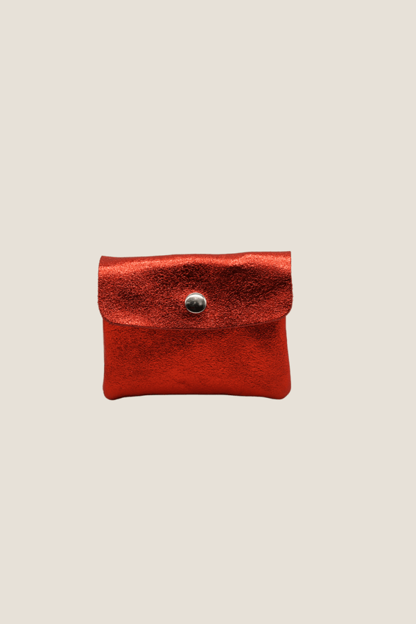 Portamonete in vera Pelle - Colore Laminato Rosso - YULUBAGS