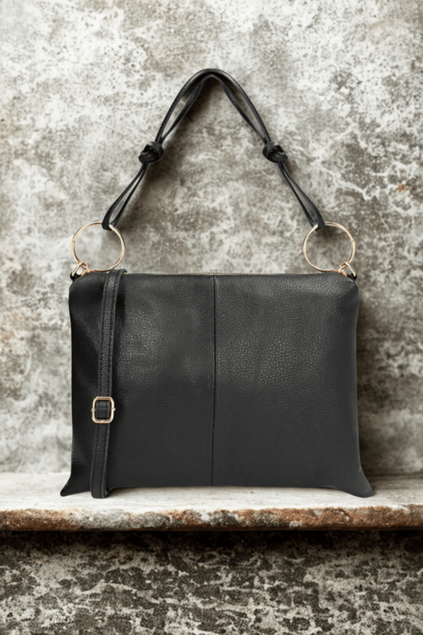 Borsa in vera Pelle "Nives" - Capiente Busta e pochette in pelle - Colore Nero - YULUBAGS