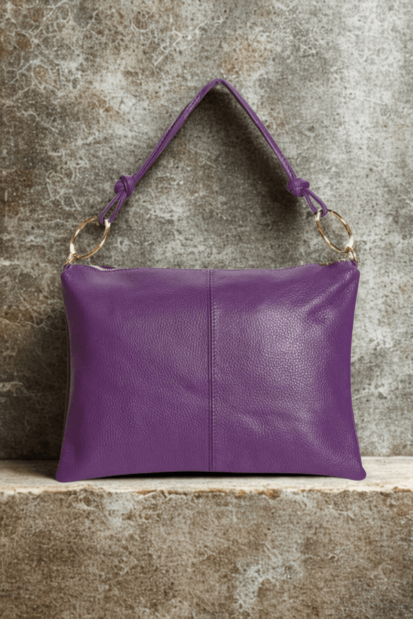 Borsa in vera Pelle "Nives" - Capiente Busta e pochette in pelle - Colore Viola - YULUBAGS