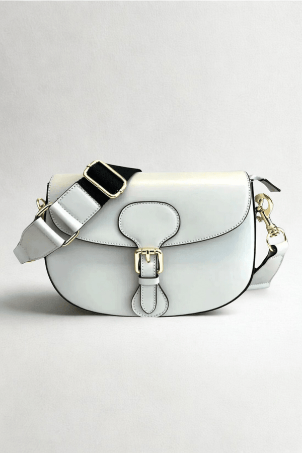 Borsa in vera Pelle "Fiore" - Elegantissima Pelle Liscia Alta Qualità - Colore Bianco - YULUBAGS