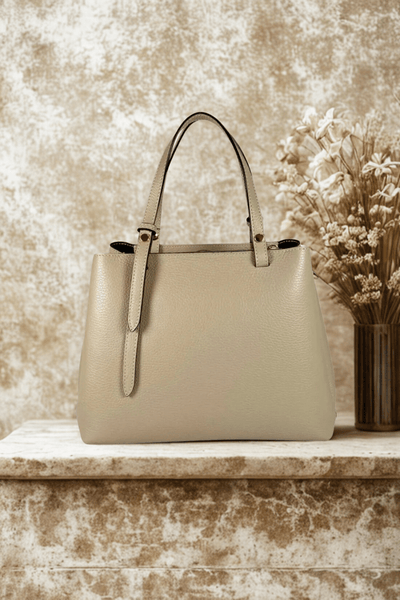 Borsa in vera Pelle "Elysia" - Design e rifiniture Alta Qualità - Colore Beige - YULUBAGS