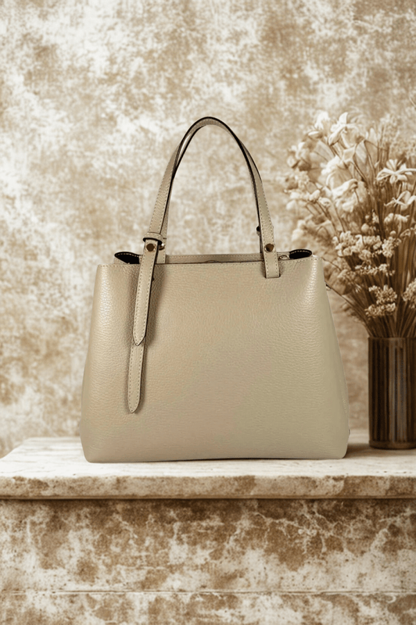 Borsa in vera Pelle "Elysia" - Design e rifiniture Alta Qualità - Colore Beige - YULUBAGS