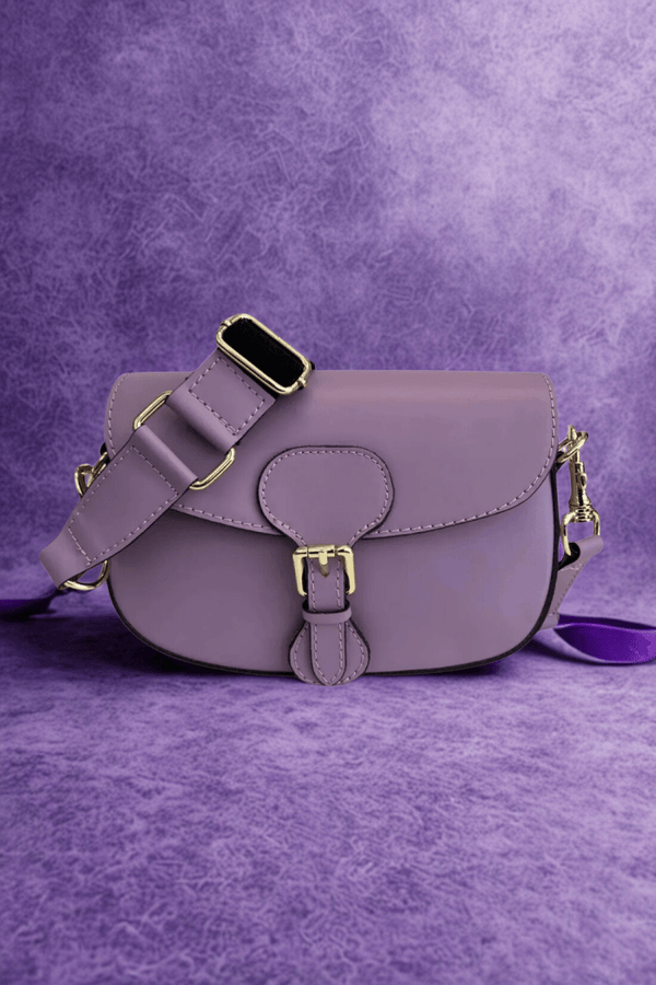 Borsa in vera Pelle "Fiore" - Elegantissima Pelle Liscia Alta Qualità - Colore Lilla - YULUBAGS