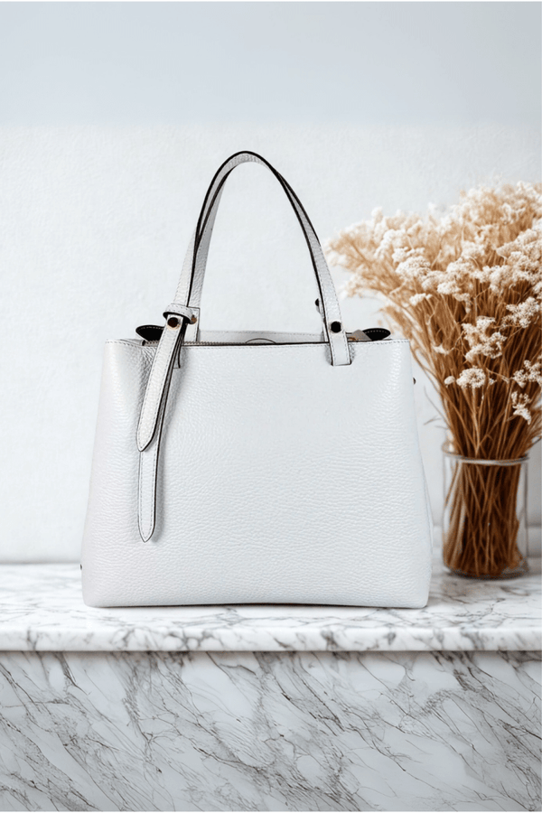 Borsa in vera Pelle "Elysia" - Design e rifiniture Alta Qualità - Colore Bianco - YULUBAGS