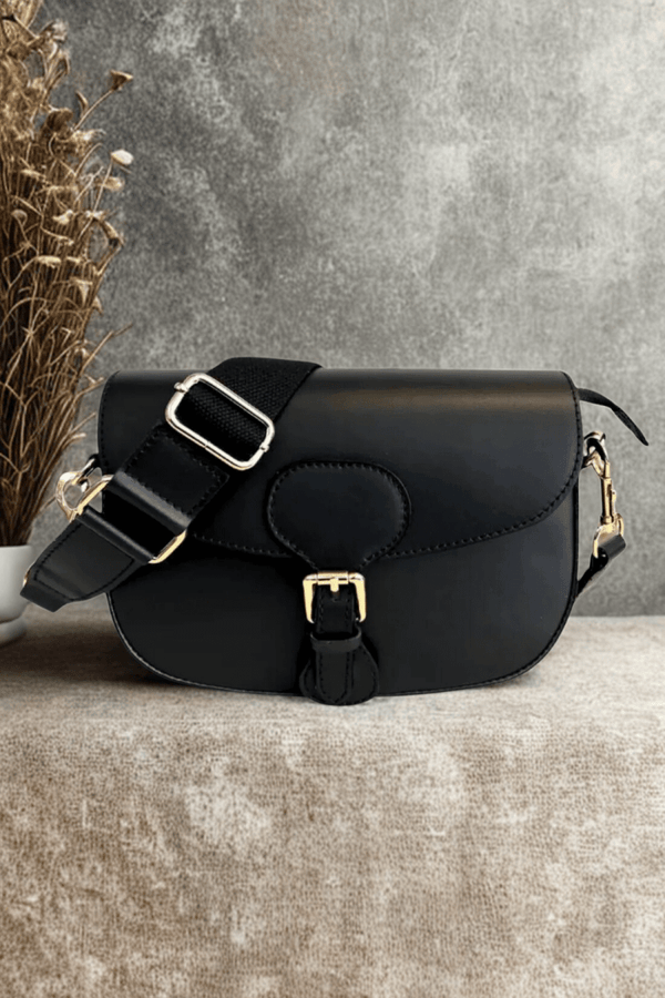 Borsa in vera Pelle "Fiore" - Elegantissima Pelle Liscia Alta Qualità - Colore Nero - YULUBAGS