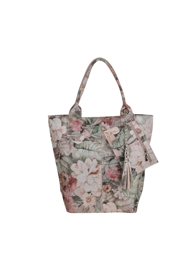 Borsa in vera Pelle "Cigno" - Shopper in pelle - Colore Fiori Fantasia