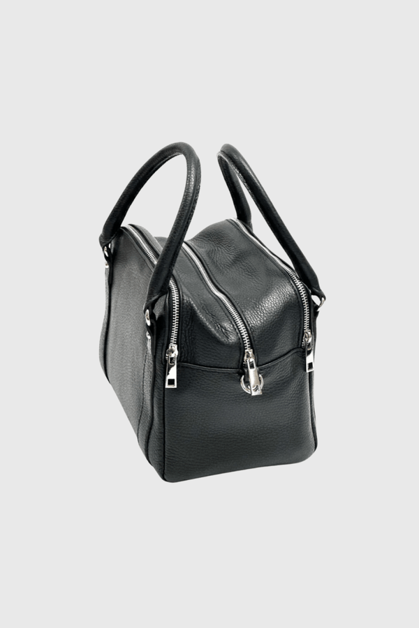 Borsa in vera Pelle "Arlecchino" - Tre spaziosi scompartimenti interni - Colore Nero - YULUBAGS