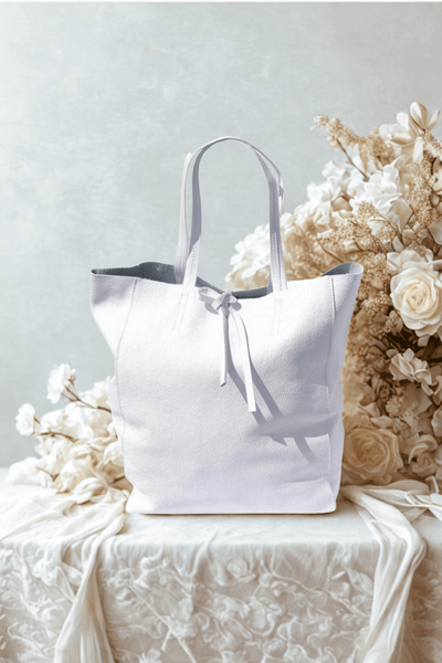Borsa in vera Pelle "Maria" - Shopper Morbida Pelle a spalla capiente - Colore Bianco - YULUBAGS