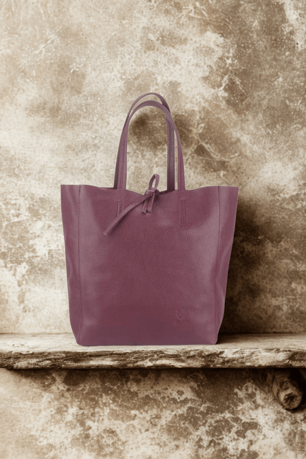 Borsa in vera Pelle "Maria" - Shopper Morbida Pelle a spalla capiente - Colore Bordeaux - YULUBAGS
