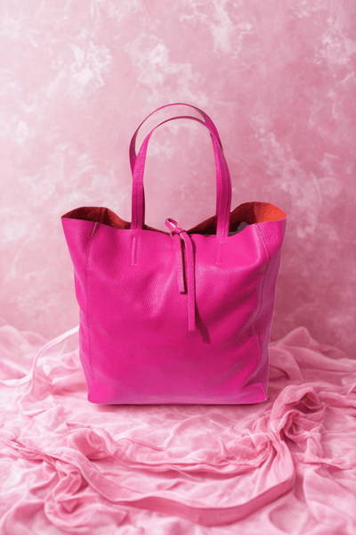 Borsa in vera Pelle "Maria" - Shopper Morbida Pelle a spalla capiente - Colore Fucsia - YULUBAGS