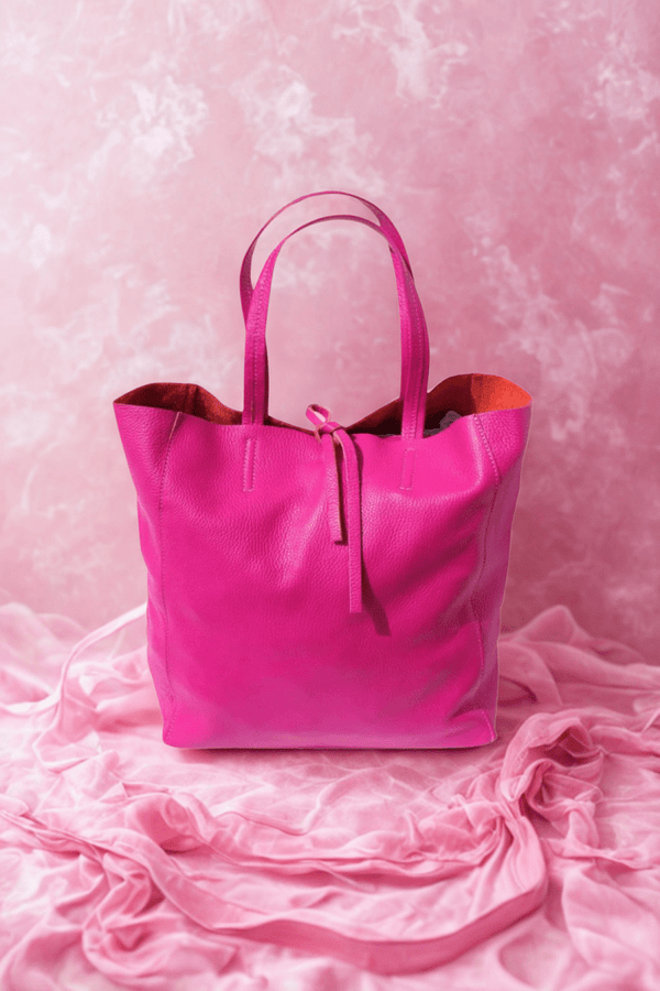 Borsa in vera Pelle "Maria" - Shopper Morbida Pelle a spalla capiente - Colore Fucsia - YULUBAGS