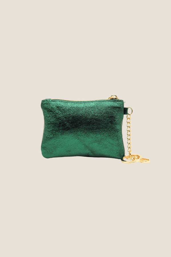 Portachiavi Portamonete in vera Pelle - Colore Laminato Verde - YULUBAGS