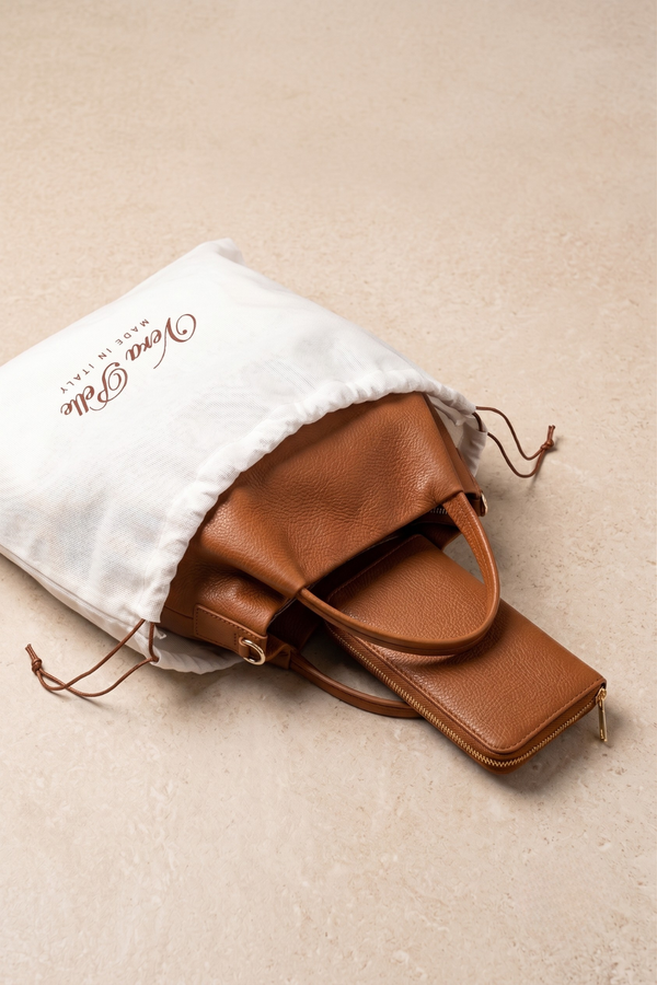 Kit Exclusive Aurora & Allegra - Borsa a Mano/Tracolla e Portafoglio - colore Cuoio