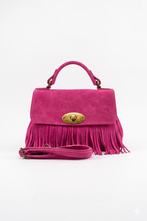 Sbirulino – Postina Camoscio con Frange - Colore Fucsia