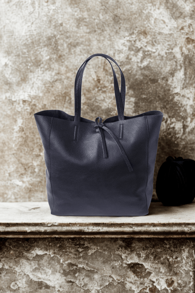 Borsa in vera Pelle "Maria" - Shopper Morbida Pelle a spalla capiente - Colore Nero - YULUBAGS