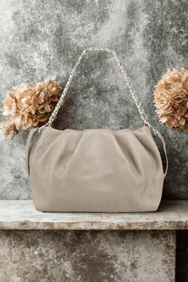 Borsa in vera Pelle "Ondina" - Morbidissima pelle - Colore Beige - YULUBAGS