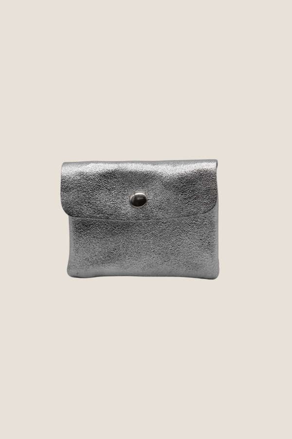 Portamonete in vera Pelle - Colore Laminato Argento - YULUBAGS