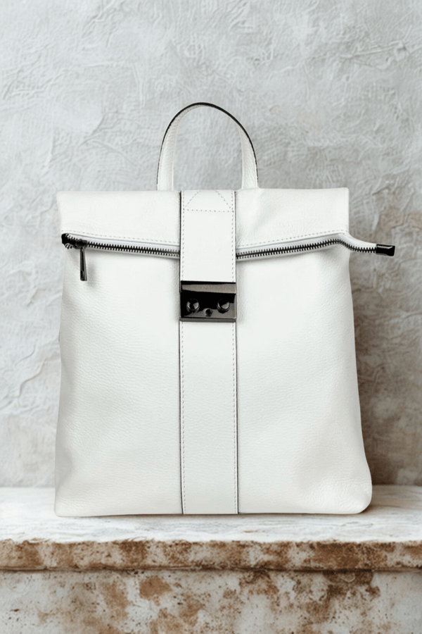 Borsa Zaino in vera Pelle "Raffaello" - Praticità ed eleganza - Colore Bianco - YULUBAGS