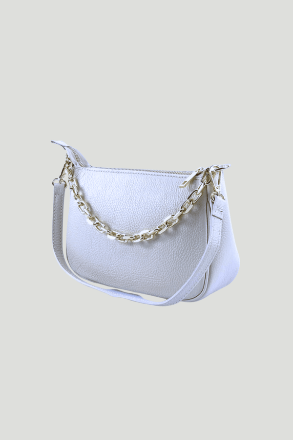 Borsa in vera Pelle "Solara" - A mano tracolla e Spalla - Colore Bianco - YULUBAGS