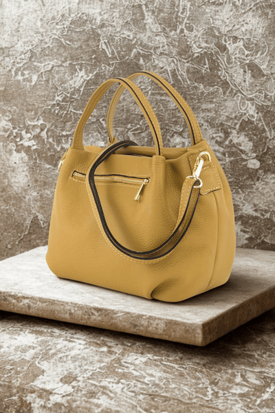 Borsa in vera Pelle "Aurora" - Morbida Pelle - Colore Senape - YULUBAGS