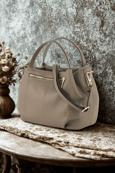 Borsa in vera Pelle "Aurora" - Morbida Pelle - Colore Taupe - YULUBAGS
